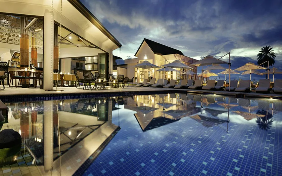 Luxury resort courtyard